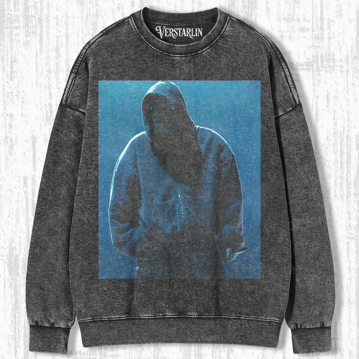 Coachella Neon Stage Blue Light Hooded Silhouette Print 