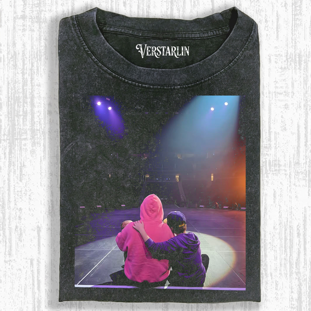 Justin Bieber Tour Memories Hoodie | Stage Seat Back View Retro Washed Black Sweatshirt