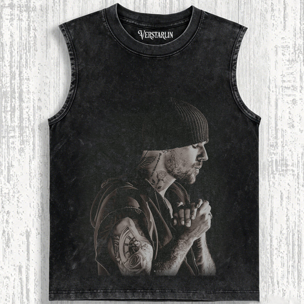 Coachella Vibe Justin Bieber Black & White Side Profile Prayer Graphic