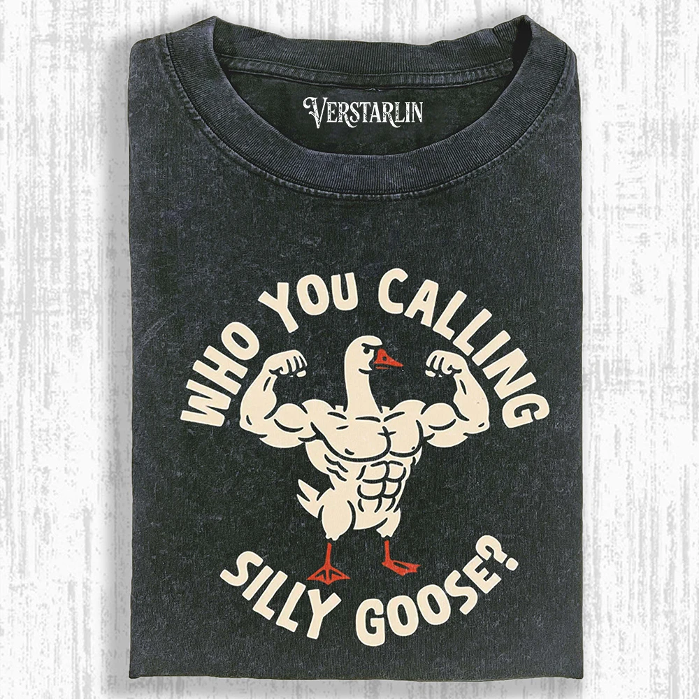 FUNNY MUSCULAR GOOSE GRAPHIC T-SHIRT