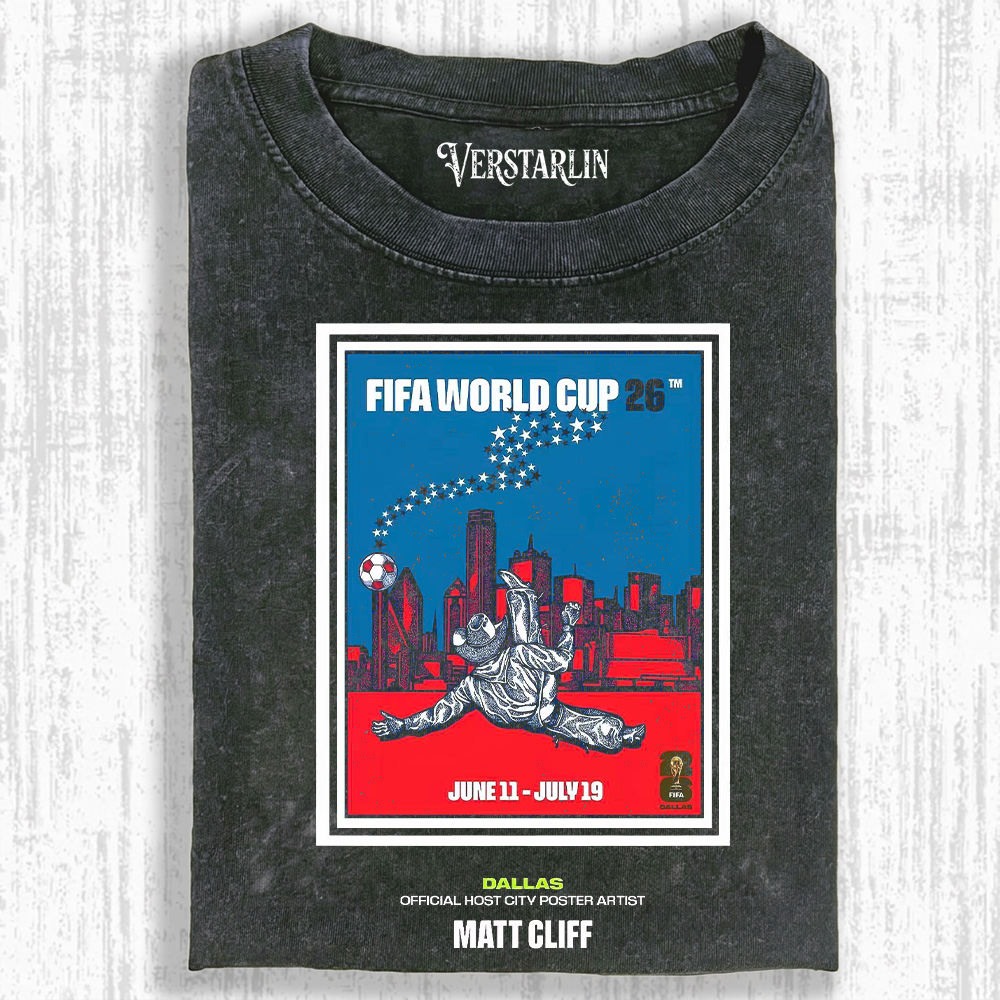 Dallas World Cup 2026 Cowboy Soccer Poster Tee | Official Host City Streetwear