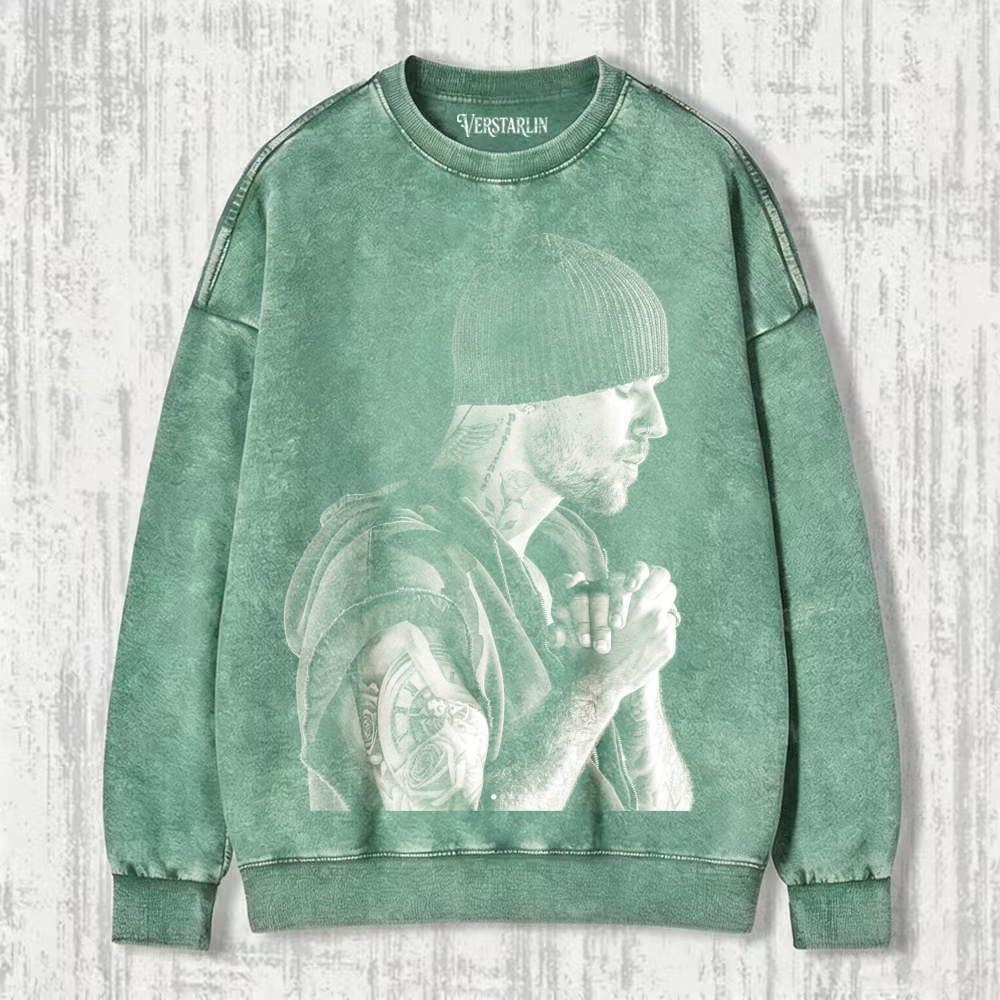 Coachella Vibe Justin Bieber Black & White Side Profile Prayer Graphic
