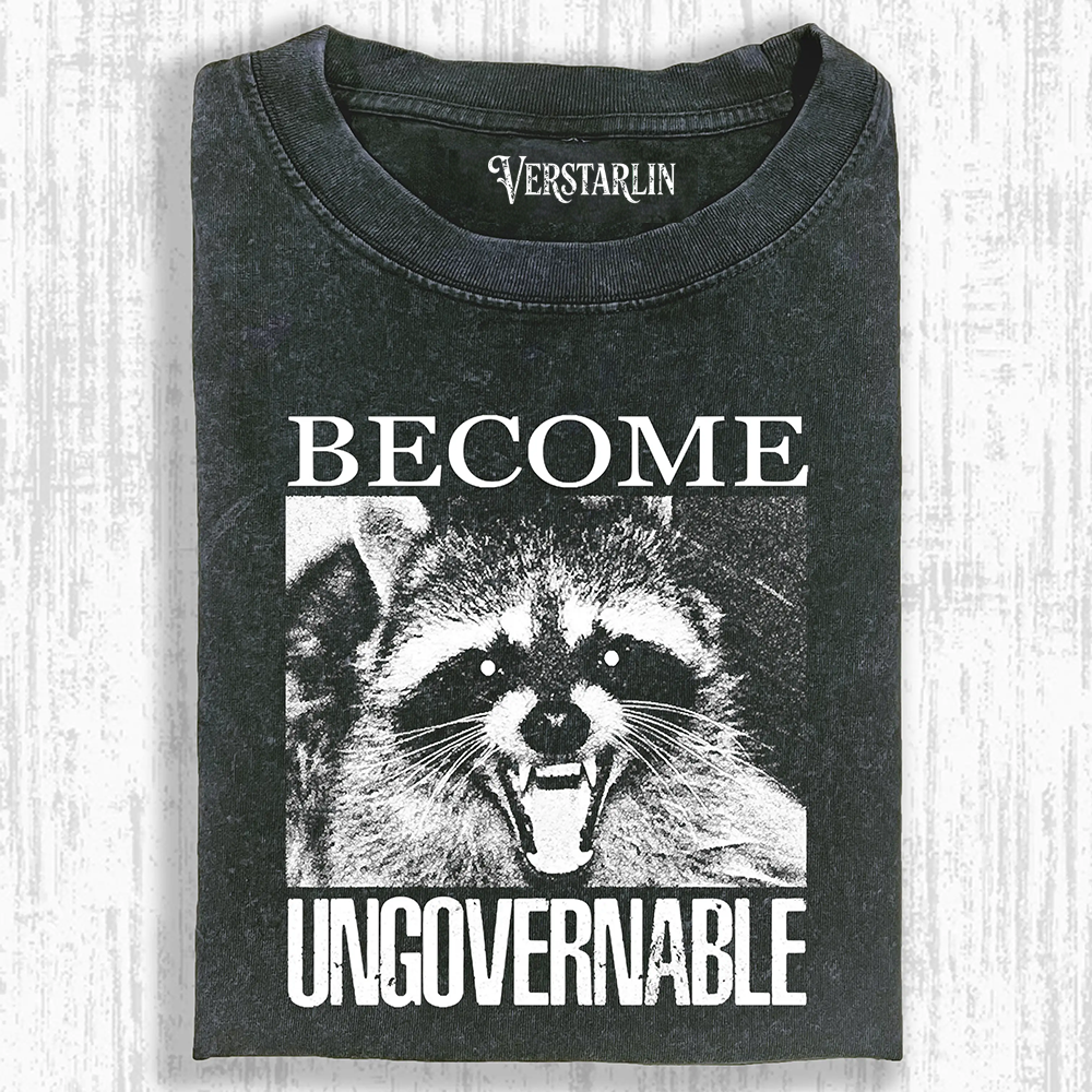 VINTAGE ANGRY RACCOON BECOME UNGOVERNABLE  T-SHIRT