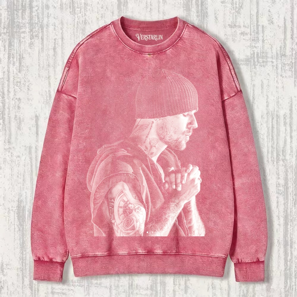 Coachella Vibe Justin Bieber Black & White Side Profile Prayer Graphic