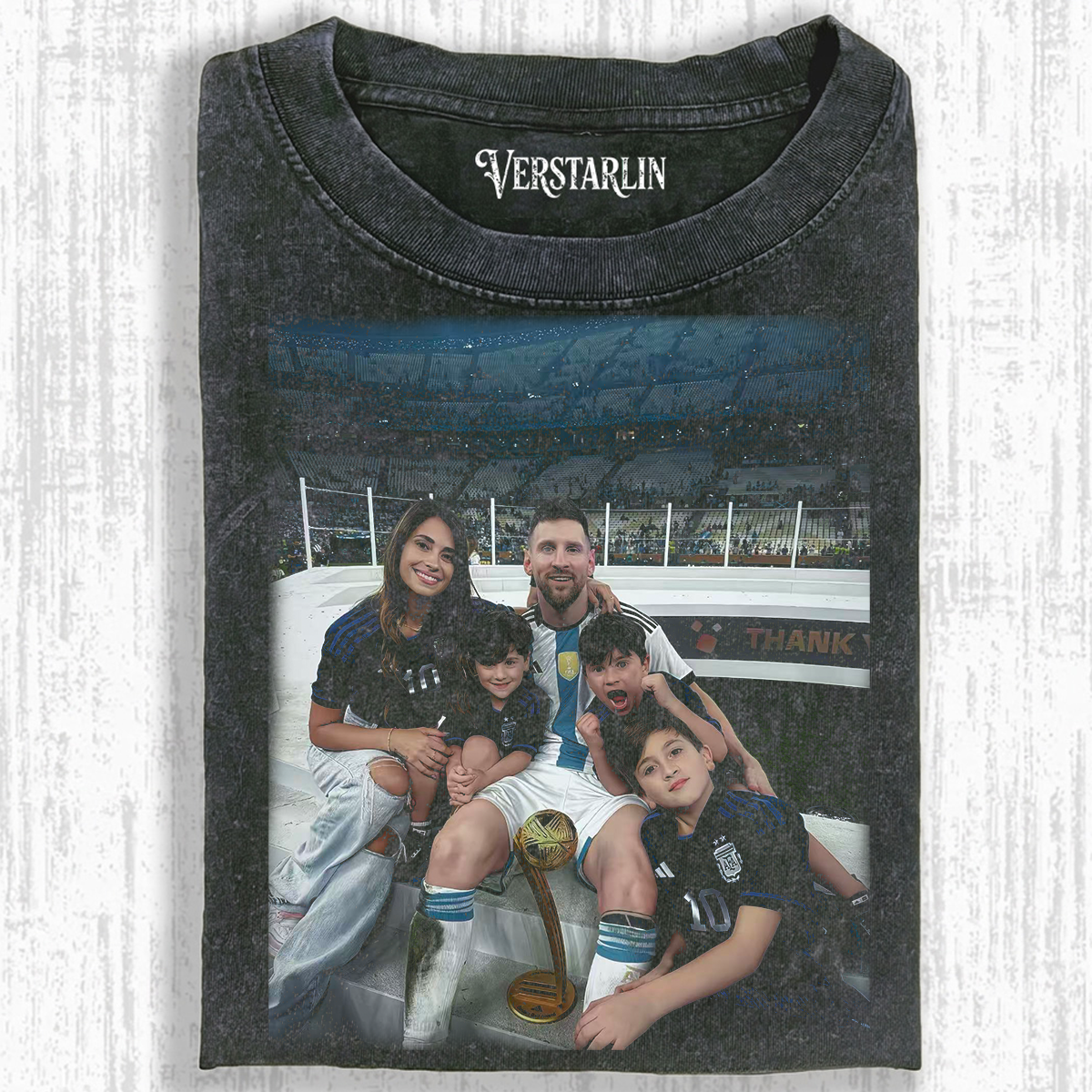  Messi Argentina World Cup Family Portrait Retro Tee
