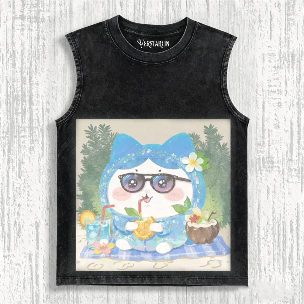 Cute Cartoon Graffiti Print Casual Top