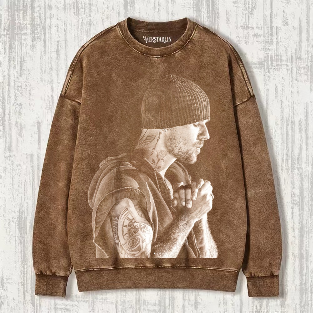Coachella Vibe Justin Bieber Black & White Side Profile Prayer Graphic