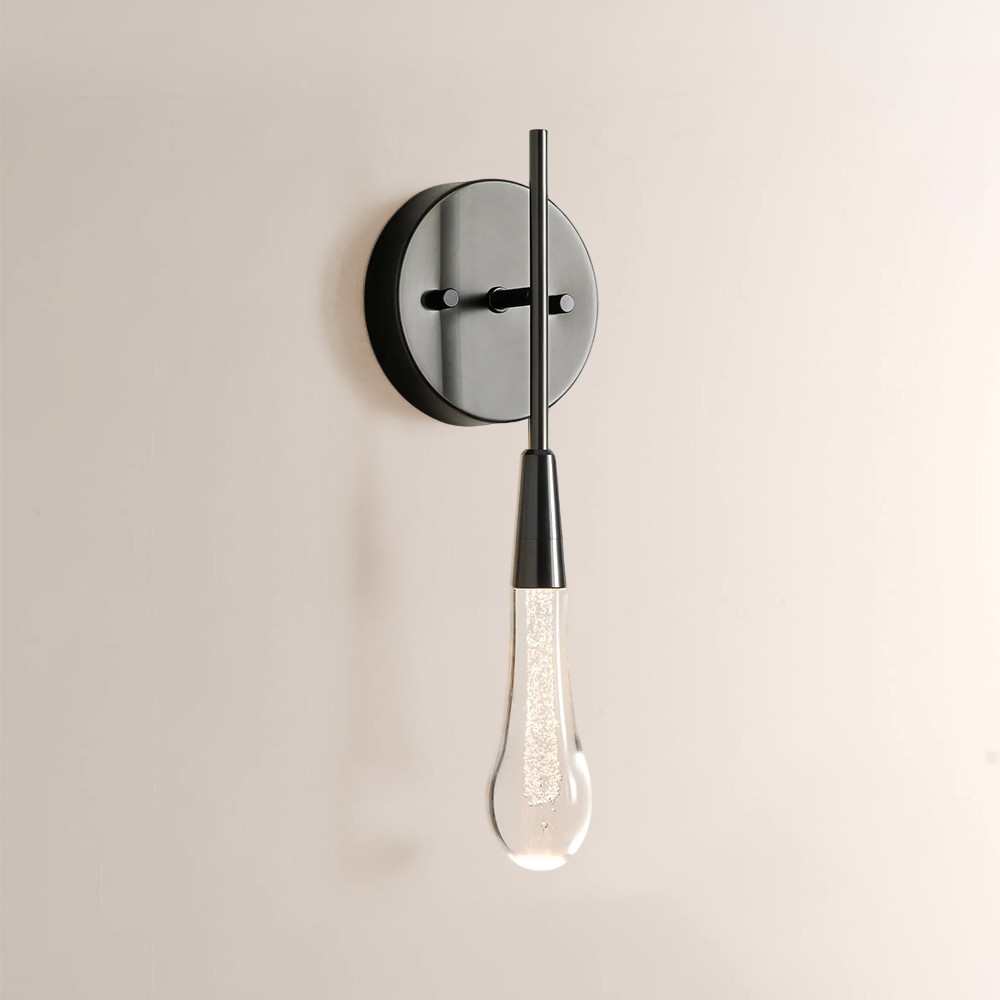 Raindrop Glass Round Solitaire Wall Sconce - thebelacan
