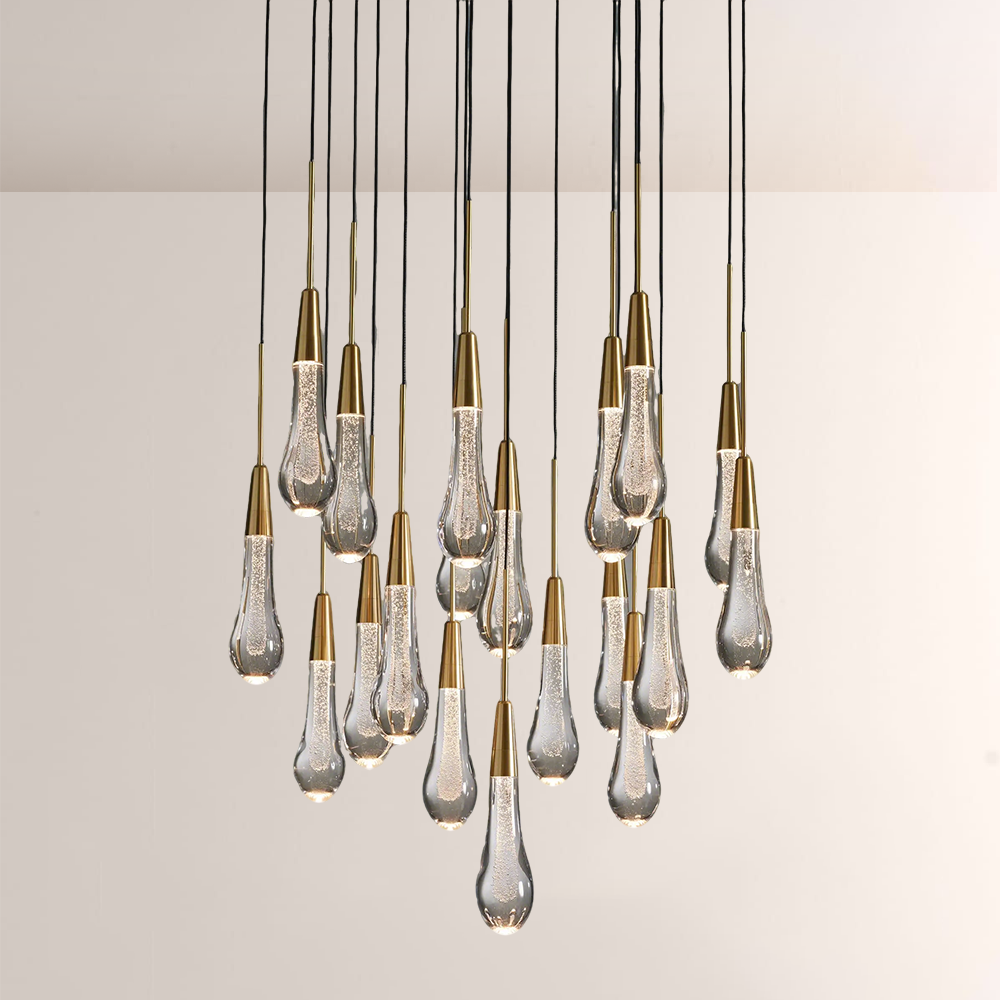 Raindrop Glass Round Solitaire Chandelier - thebelacan