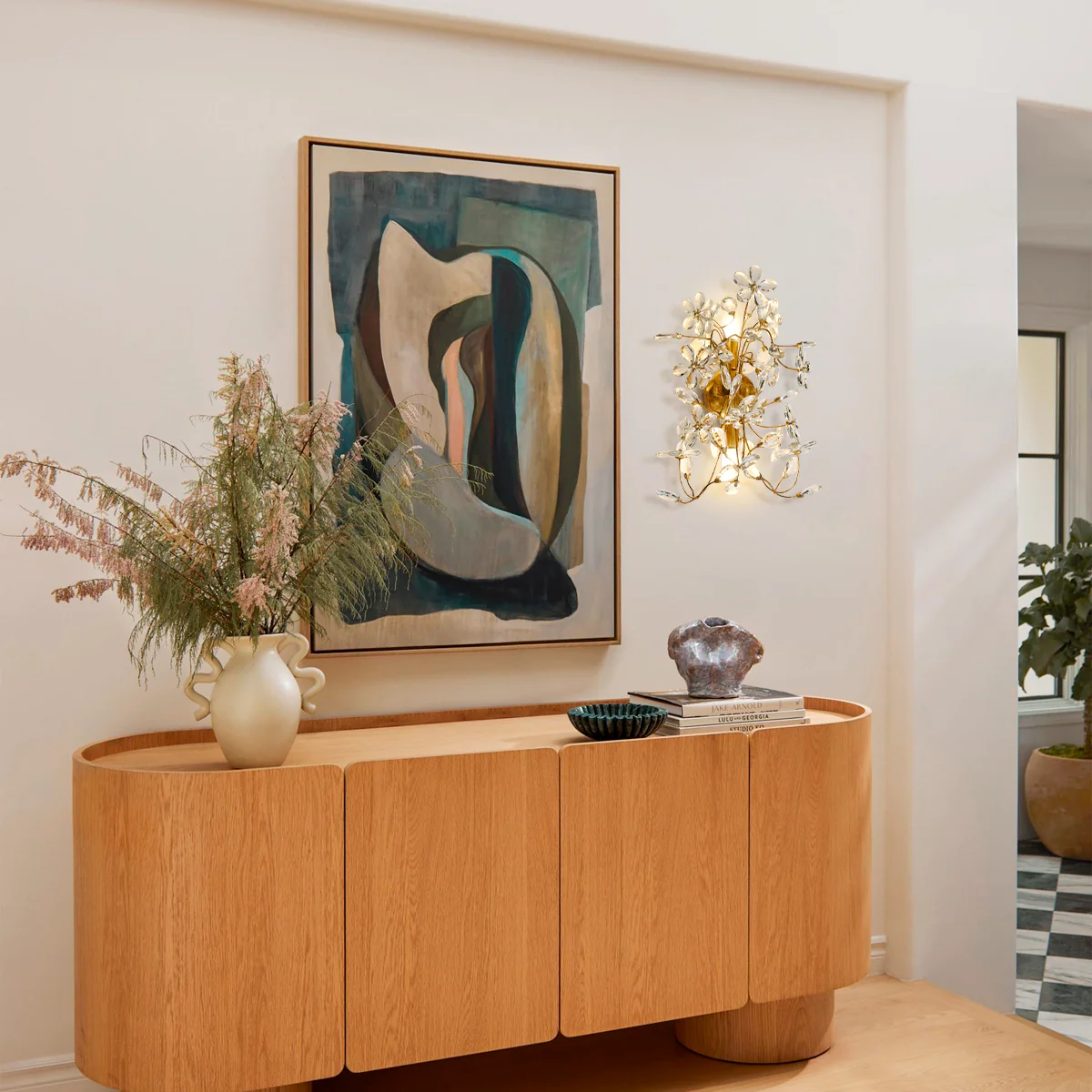 Fiore Crystal Flowers Wall Sconce 2-Light - thebelacan