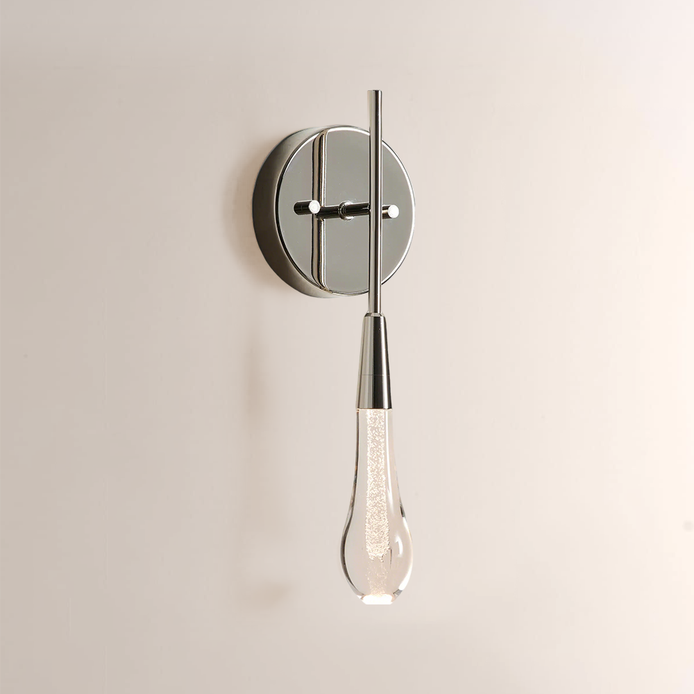 Raindrop Glass Round Solitaire Wall Sconce - thebelacan