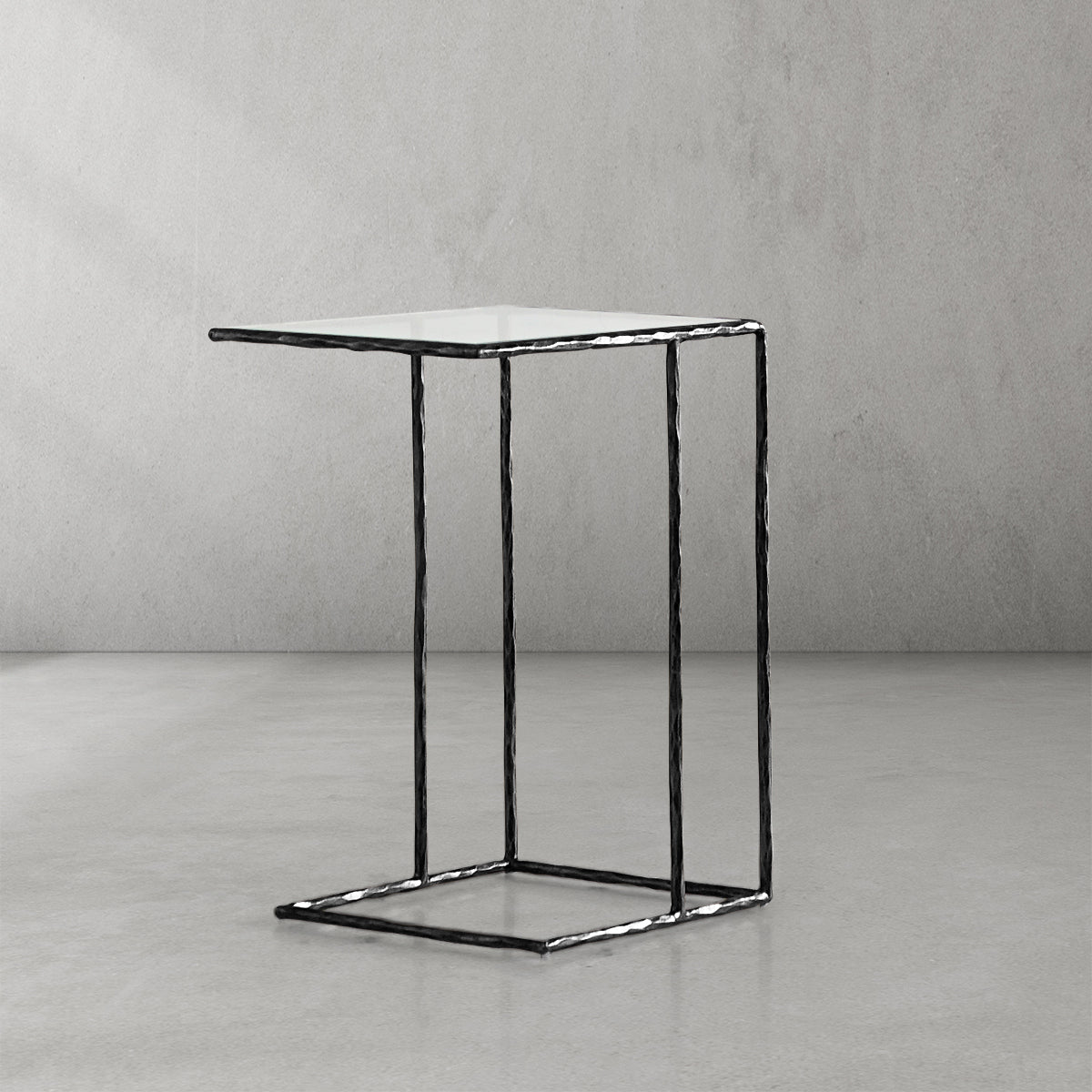 Thaddeus Tempered Glass C-Shaped Side Table - thebelacan