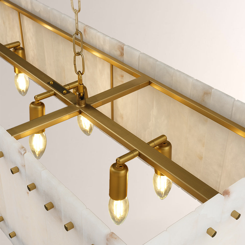 San Marco Alabaster Linear Chandelier 54" 72" - thebelacan