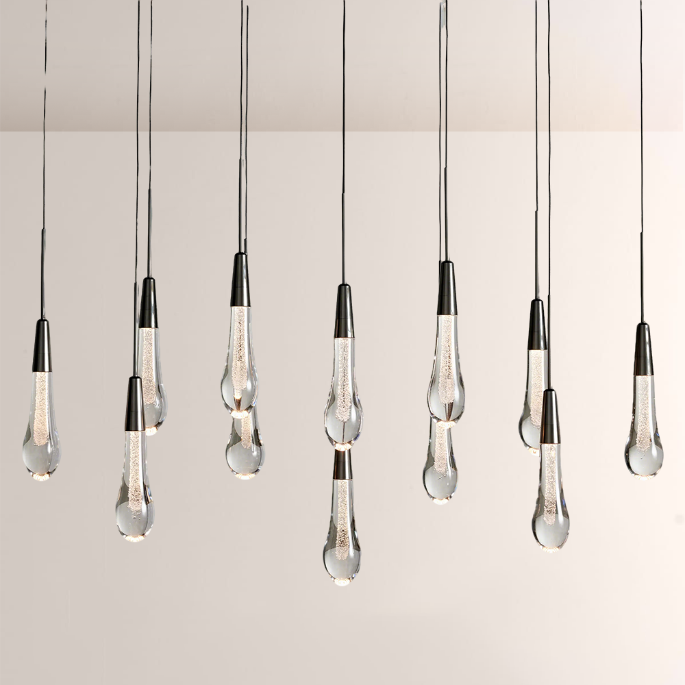 Raindrop Glass Solitaire Linear Chandelier - thebelacan