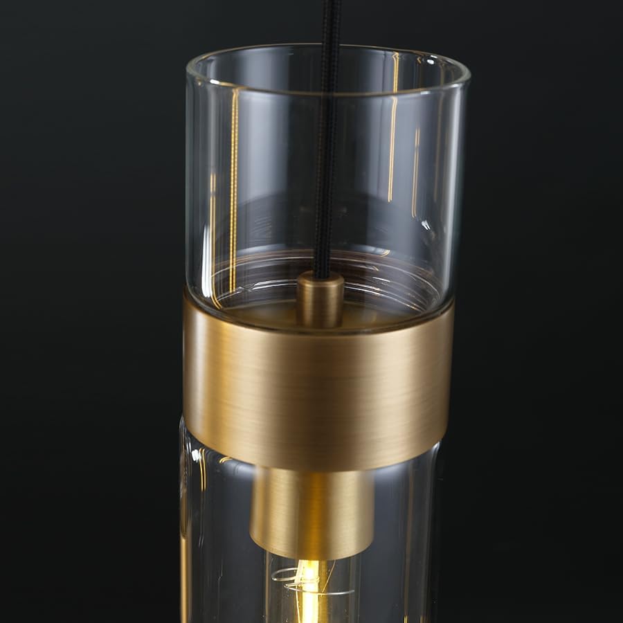 Glass Tube Brass Pendant Lights 1 Light/7 Lights - thebelacan
