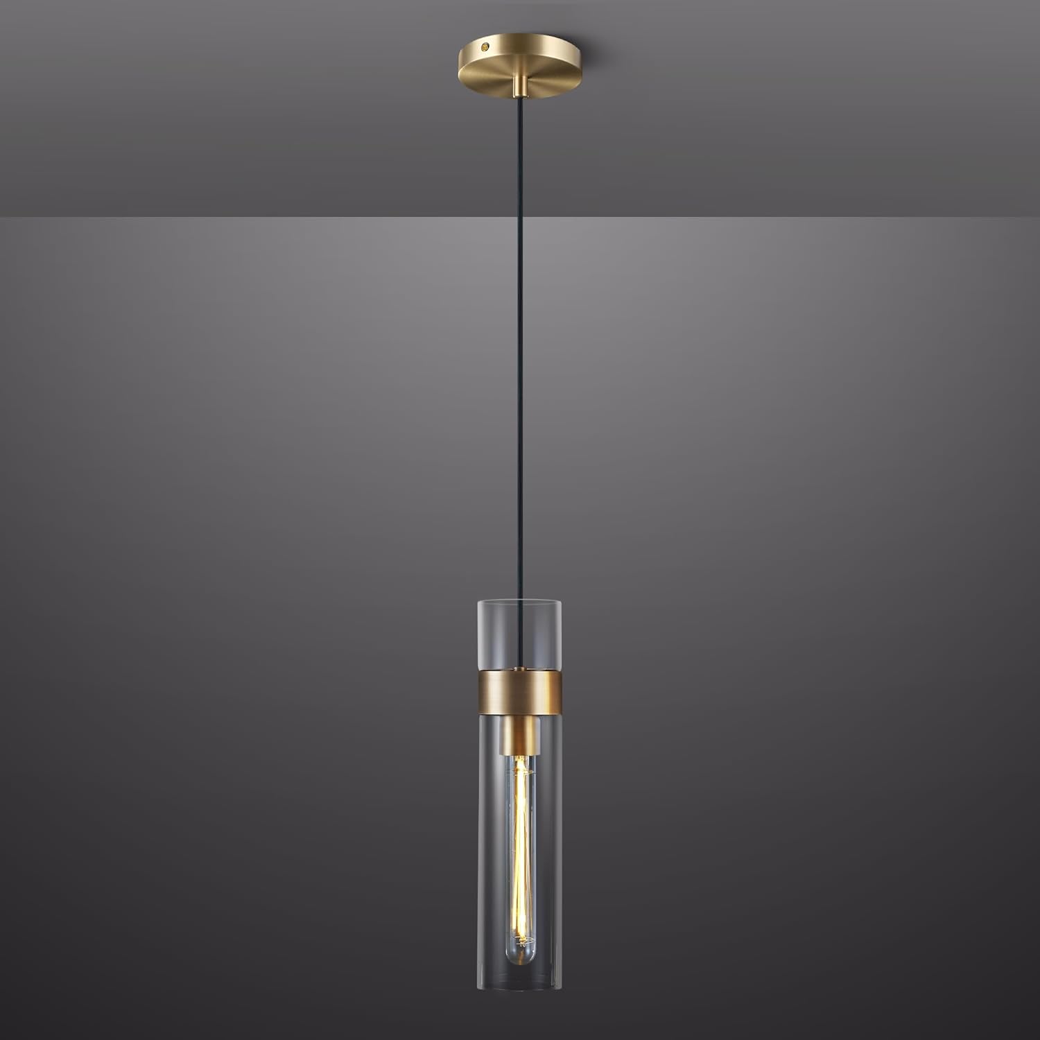 Glass Tube Brass Pendant Lights 1 Light/7 Lights - thebelacan