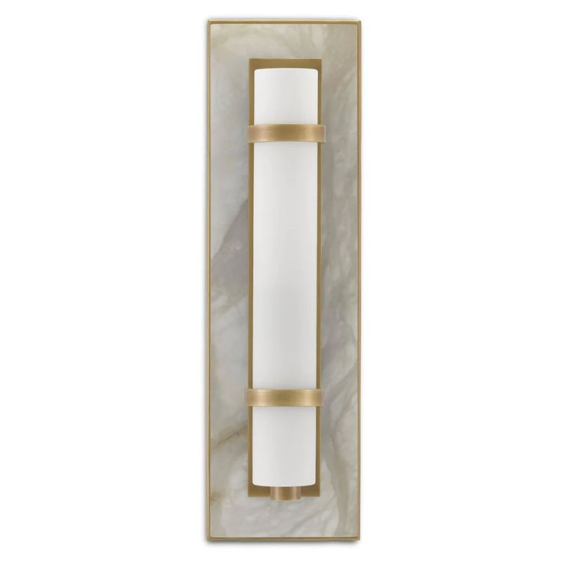 Alabaster Bruneau Brass Wall Sconce - thebelacan