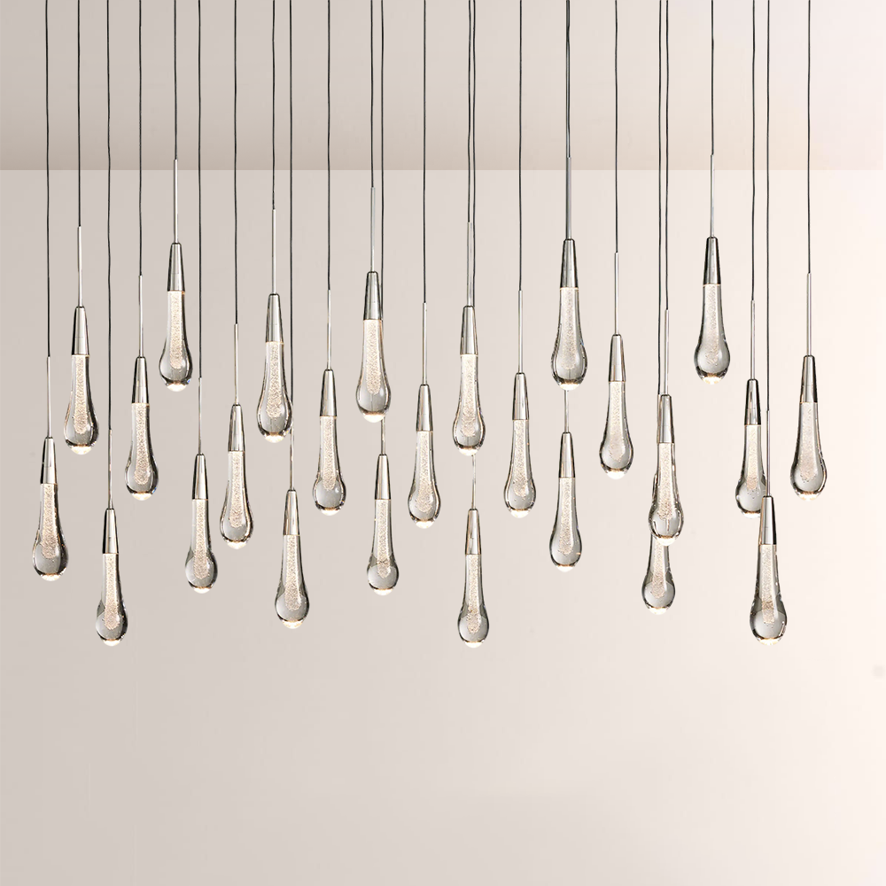 Raindrop Glass Solitaire Linear Chandelier - thebelacan