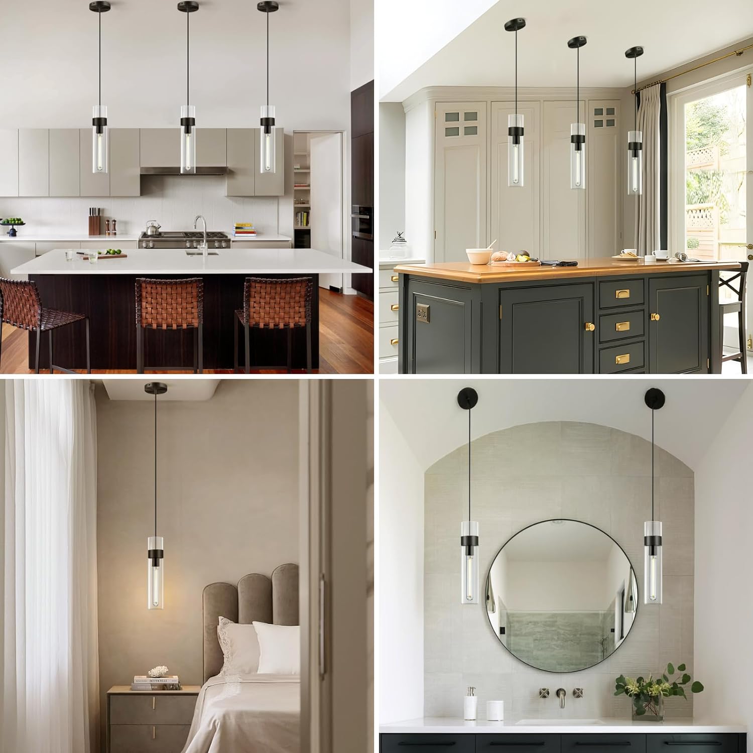 Glass Tube Brass Pendant Lights 1 Light/7 Lights - thebelacan