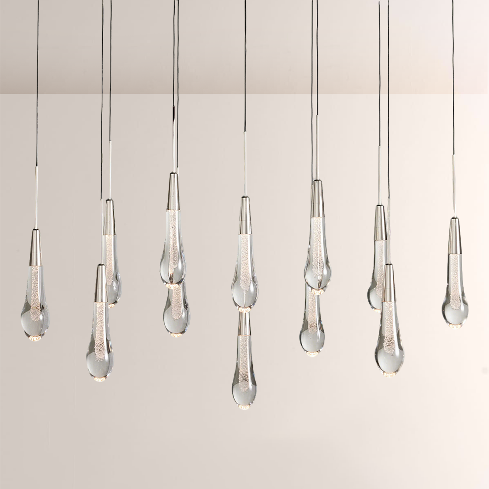 Raindrop Glass Solitaire Linear Chandelier - thebelacan