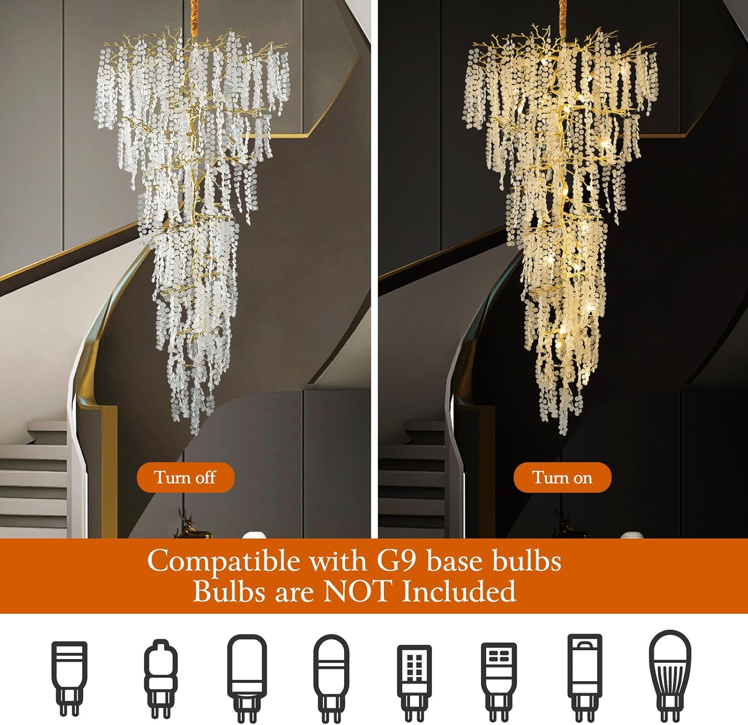 Modern Coin Type Modern Crystal Tree Branch Staircase Chandelier 95" - thebelacan