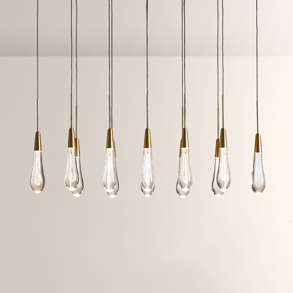 Raindrop Glass Solitaire Linear Chandelier - thebelacan