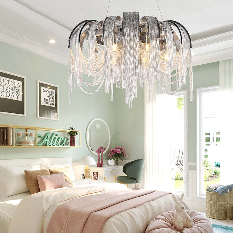 Alisa Luxury Aluminum Chain Tassel Chandelier - thebelacan
