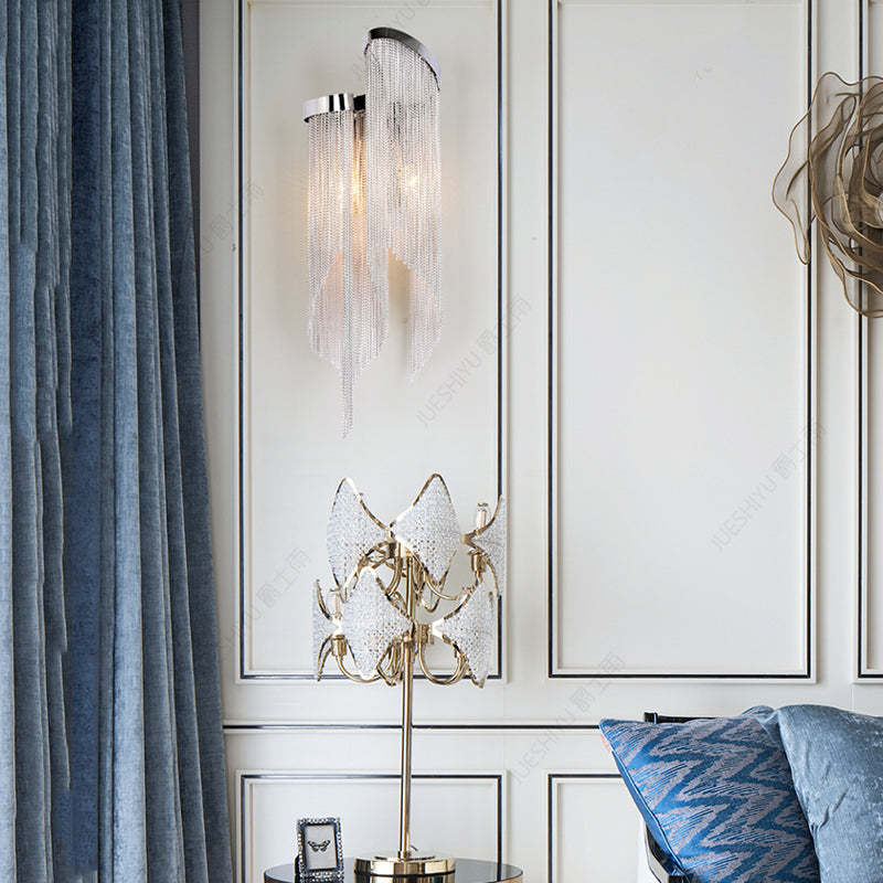 Fiona Aluminum Chain Tassel Wall Sconce - thebelacan