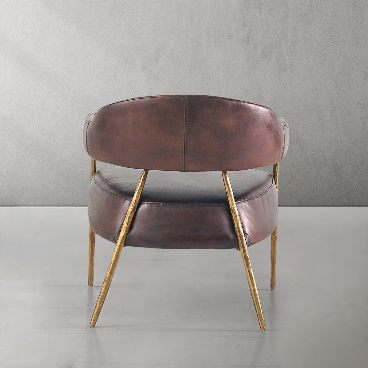 Thaddeus Brown Leather Lounge Armchair - thebelacan