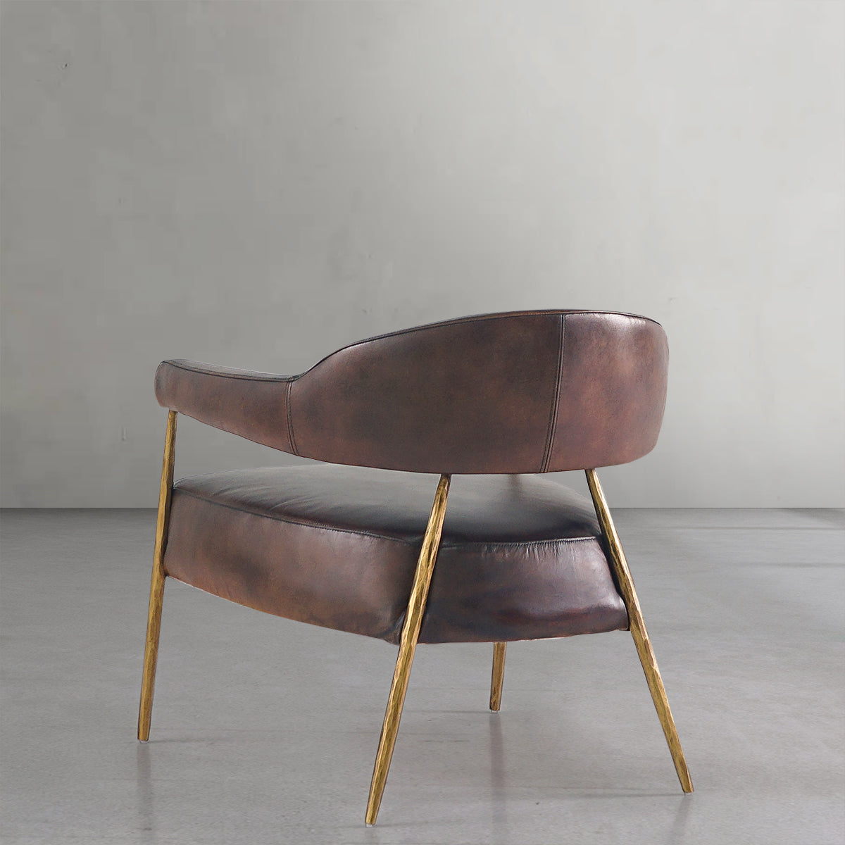 Thaddeus Brown Leather Lounge Armchair - thebelacan