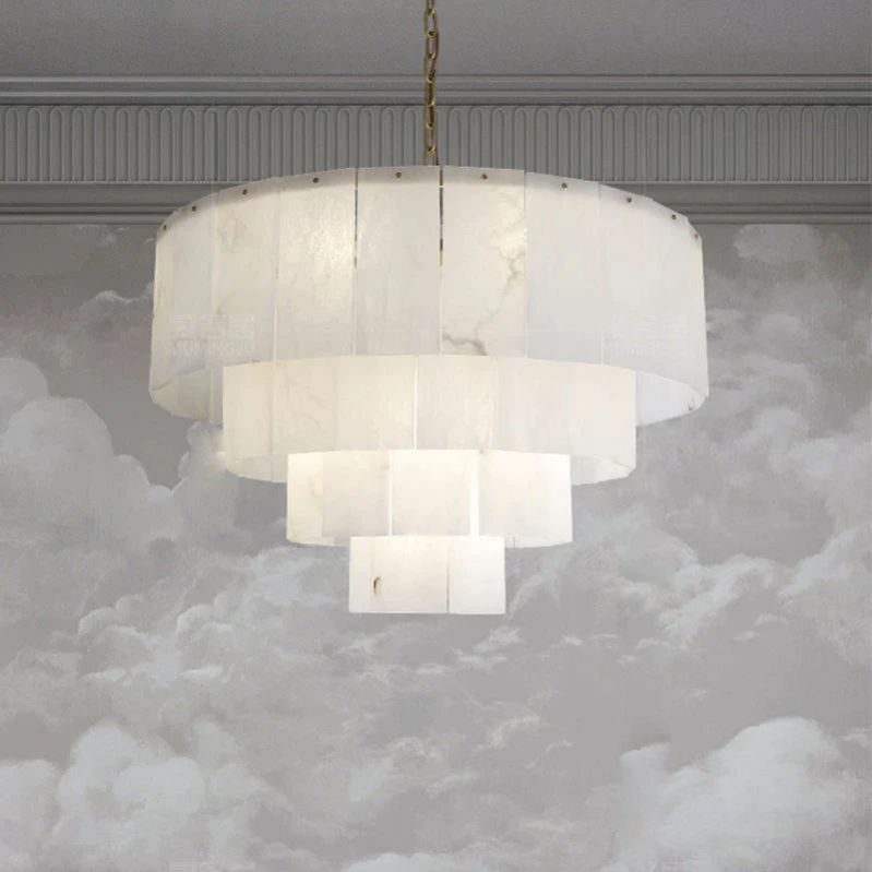 Alabaster Multi-Layer Modern Round Chandelier 31" - thebelacan