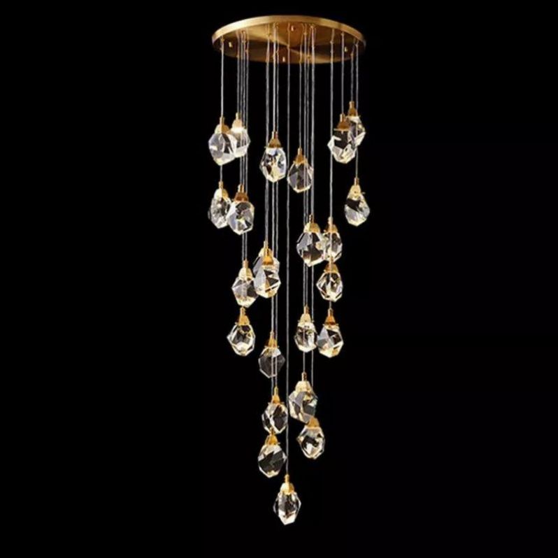 Angelia Faceted Crystal Prisms Chandeliers For Staircase - thebelacan