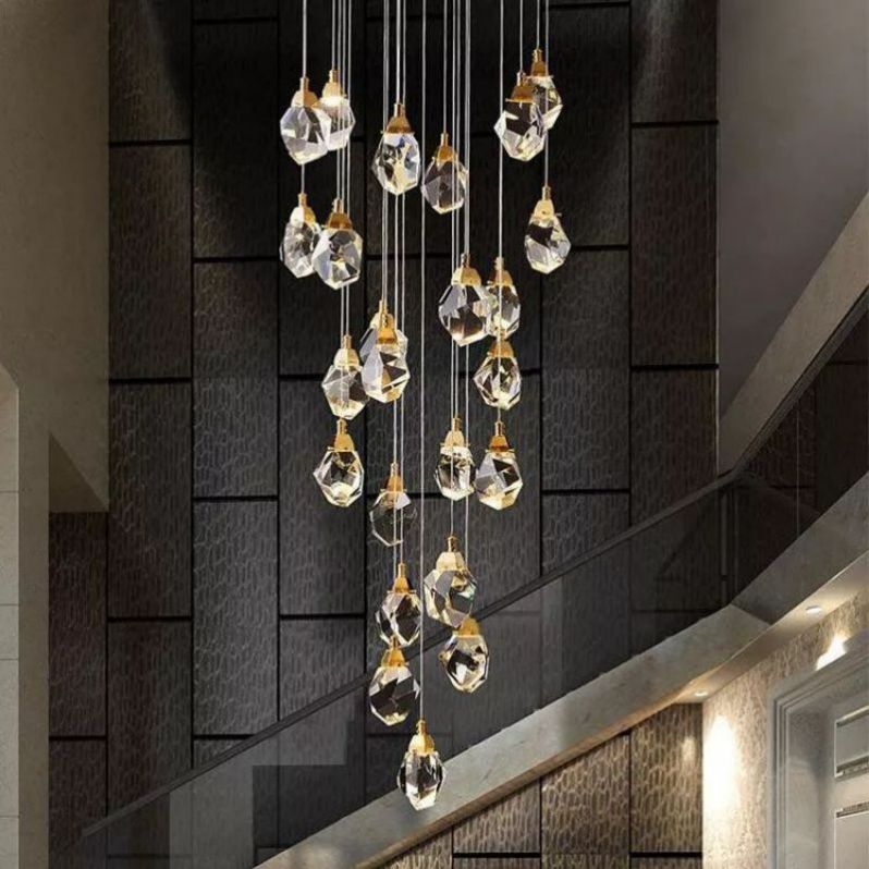 Angelia Faceted Crystal Prisms Chandeliers For Staircase - thebelacan