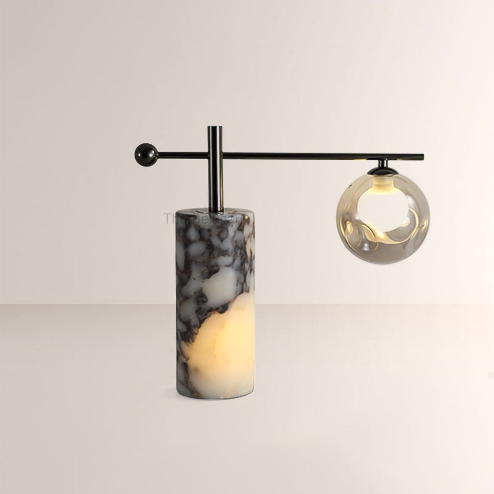 AuraVessel Balance-Arm Marble Base Globe Table Lamp - thebelacan