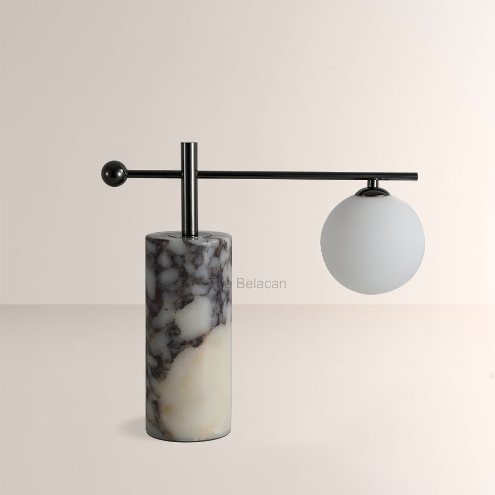 AuraVessel Balance-Arm Marble Base Globe Table Lamp - thebelacan