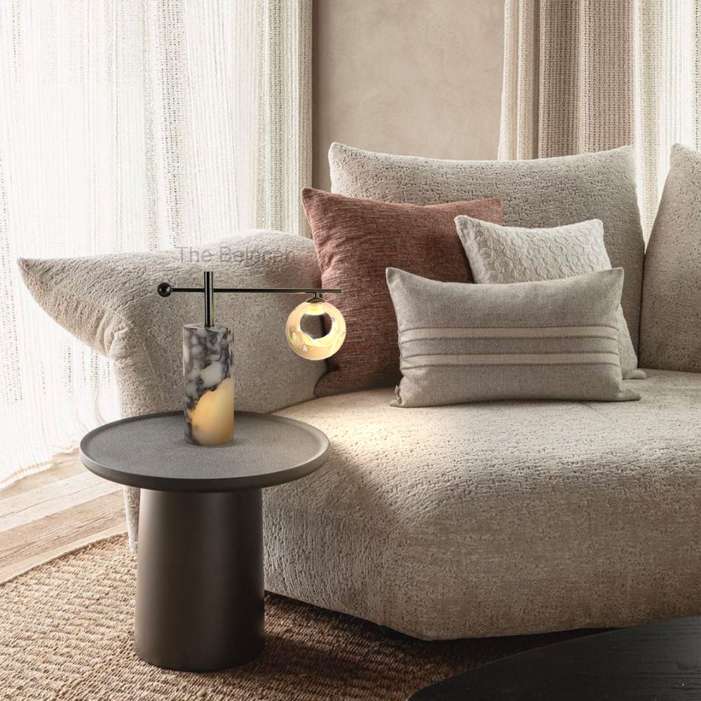 AuraVessel Balance-Arm Marble Base Globe Table Lamp - thebelacan