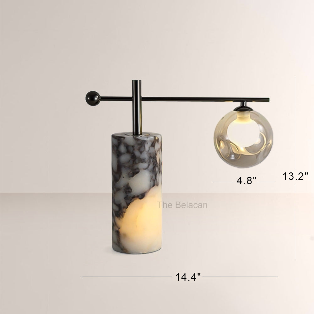AuraVessel Balance-Arm Marble Base Globe Table Lamp - thebelacan