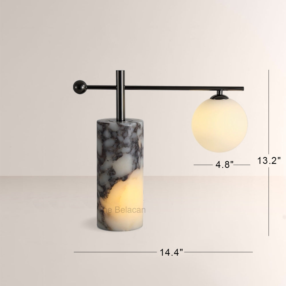 AuraVessel Balance-Arm Marble Base Globe Table Lamp - thebelacan