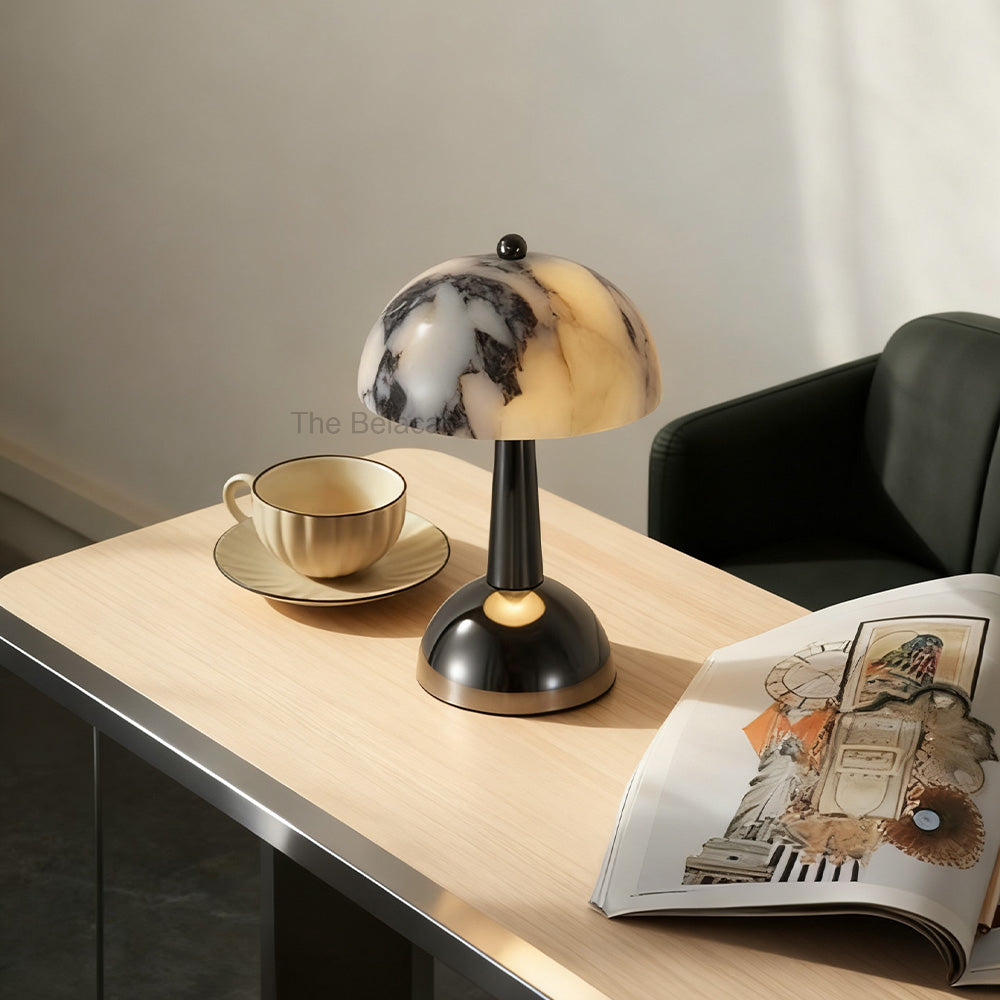AuraVessel Dome-Shade Marble Table Lamp - thebelacan