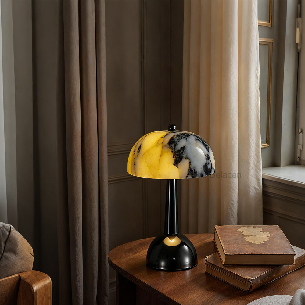 AuraVessel Dome-Shade Marble Table Lamp - thebelacan