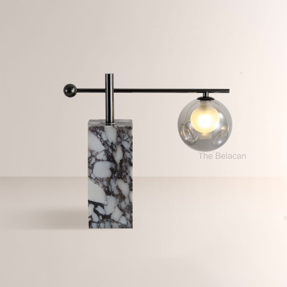 AuraVessel Marble-Base Balance Arm Globe Table Lamp - thebelacan