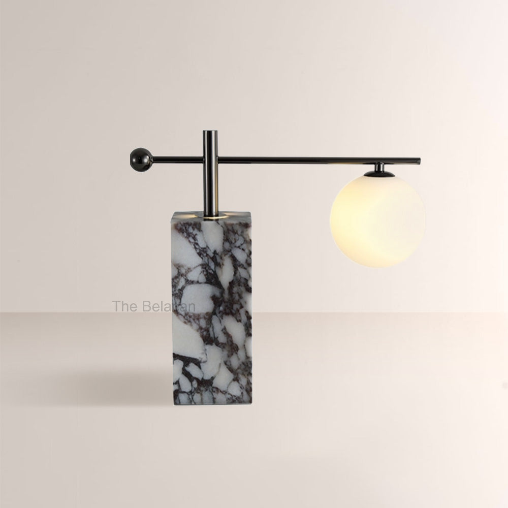 AuraVessel Marble-Base Balance Arm Globe Table Lamp - thebelacan