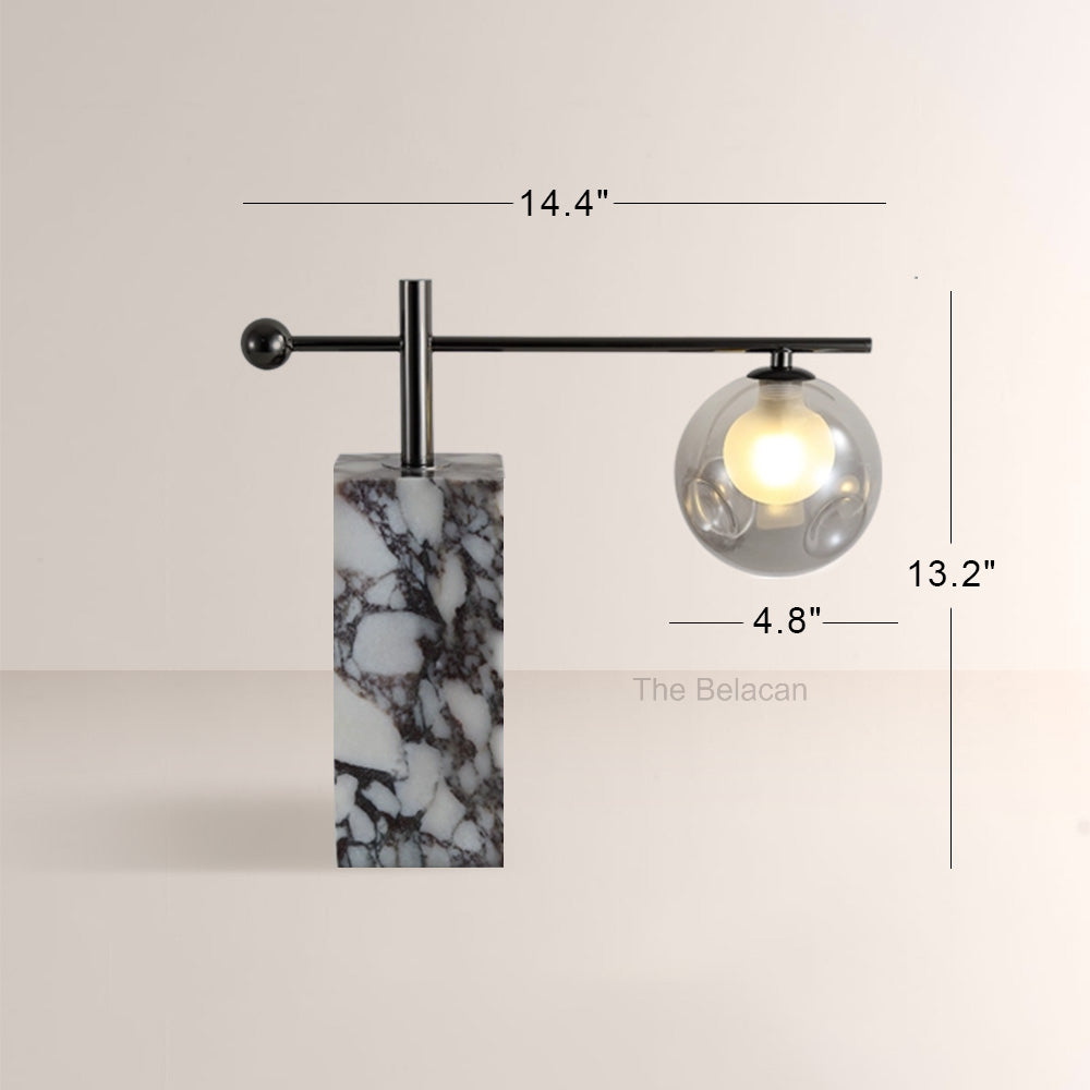 AuraVessel Marble-Base Balance Arm Globe Table Lamp - thebelacan