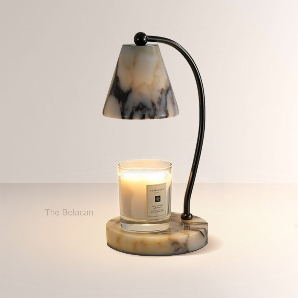 AuraVessel Stone-Tone Tapered Shade Table Lamp - thebelacan