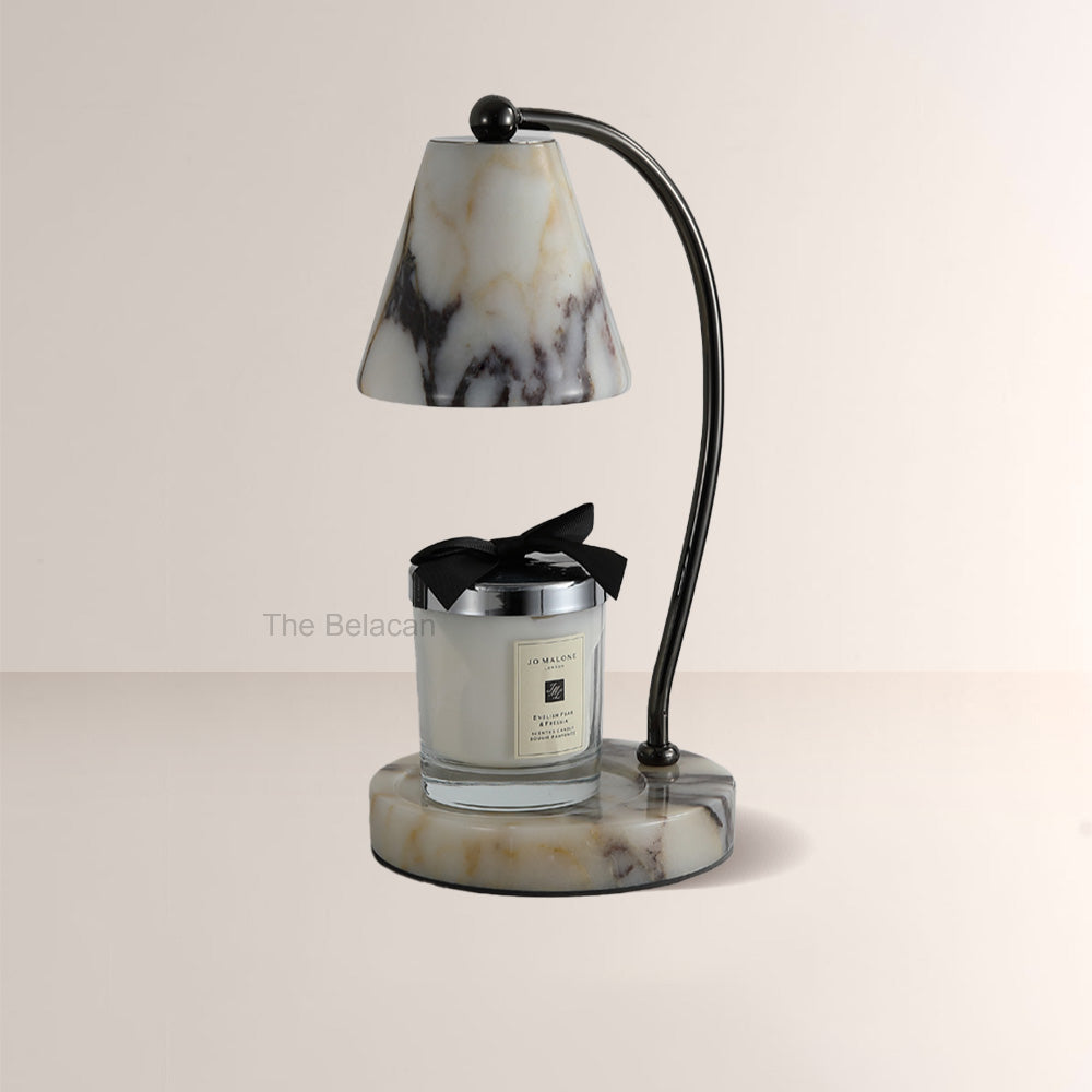 AuraVessel Stone-Tone Tapered Shade Table Lamp - thebelacan