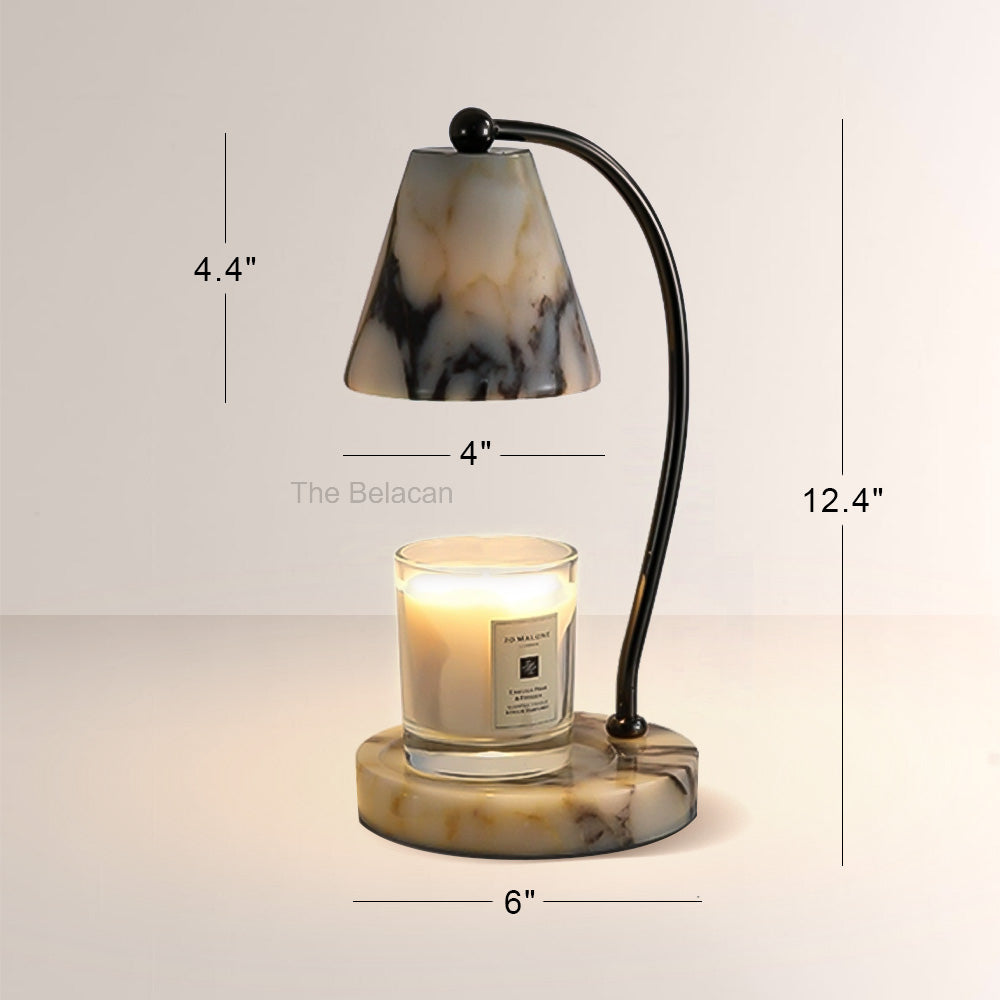AuraVessel Stone-Tone Tapered Shade Table Lamp - thebelacan