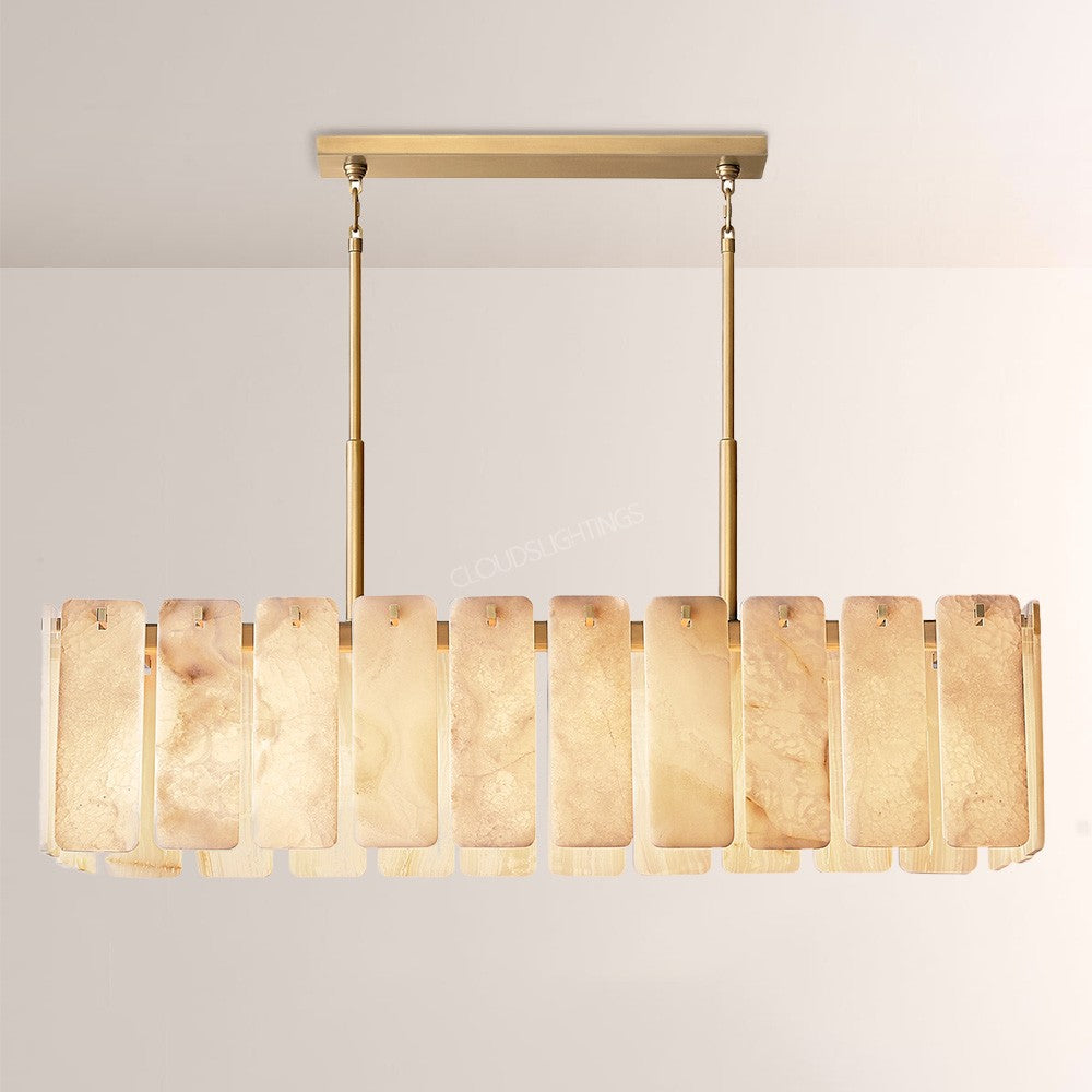 Cascade Alabaster Rectangular Chandelier 60"L - thebelacan