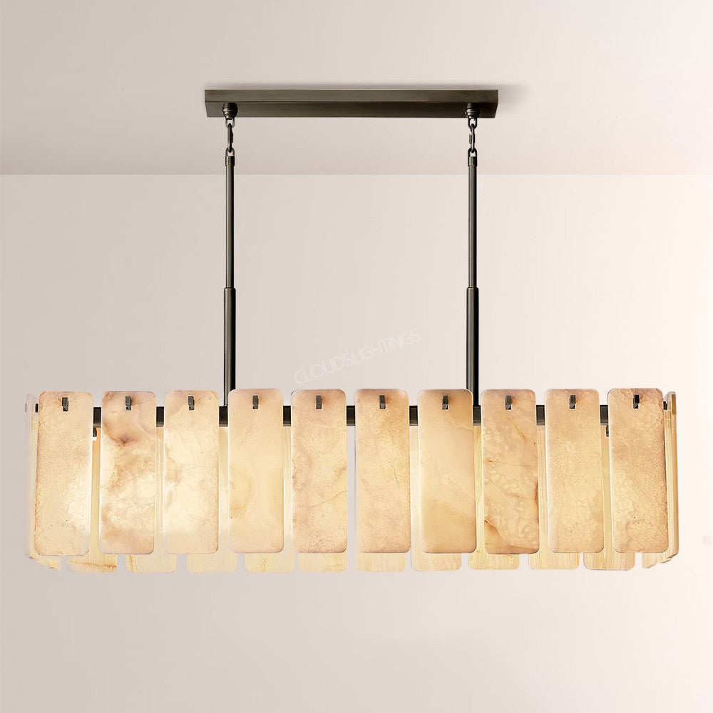 Cascade Alabaster Rectangular Chandelier 60"L - thebelacan