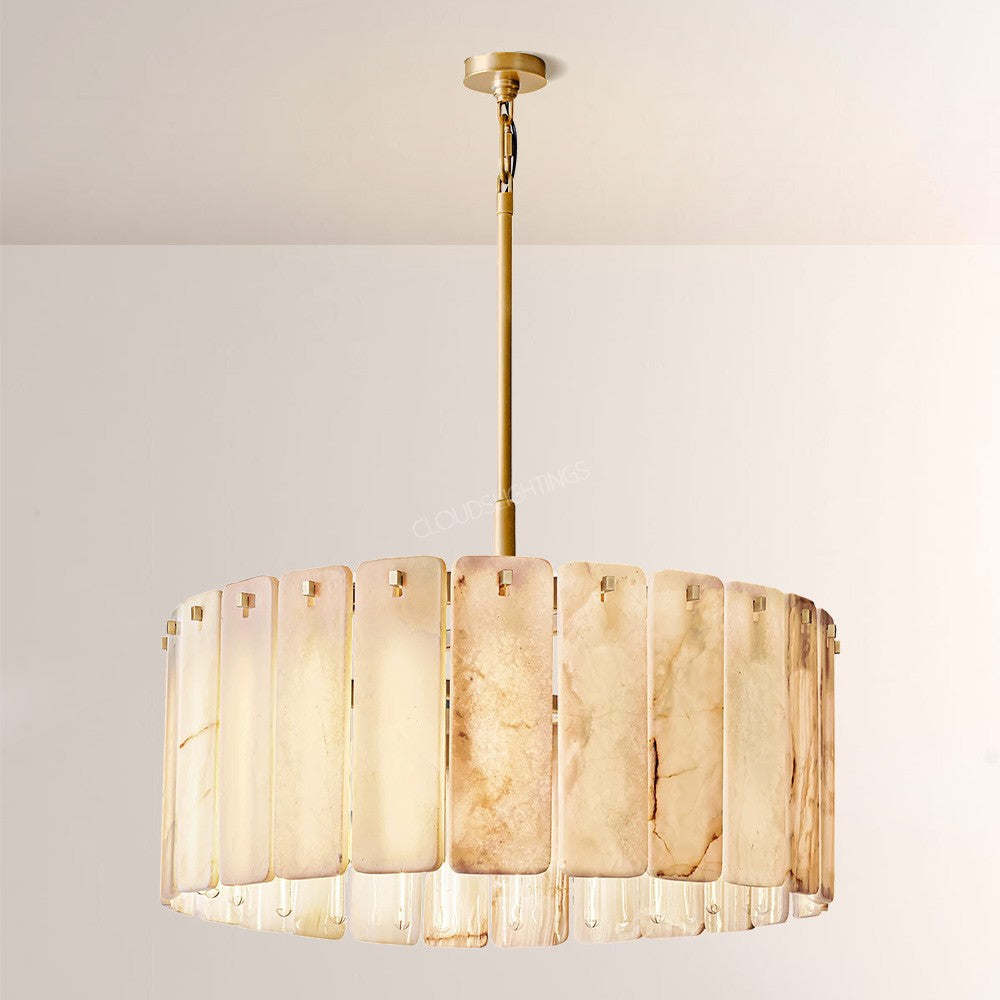 Cascade Alabaster Round Chandelier 36"D - thebelacan