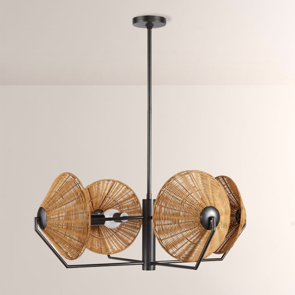 Camilla Round Rattan Chandelier - thebelacan